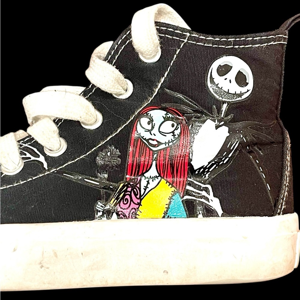 Kids Unisex Nightmare before Christmas Jack and Sally black high top sneakers - Picture 5 of 10